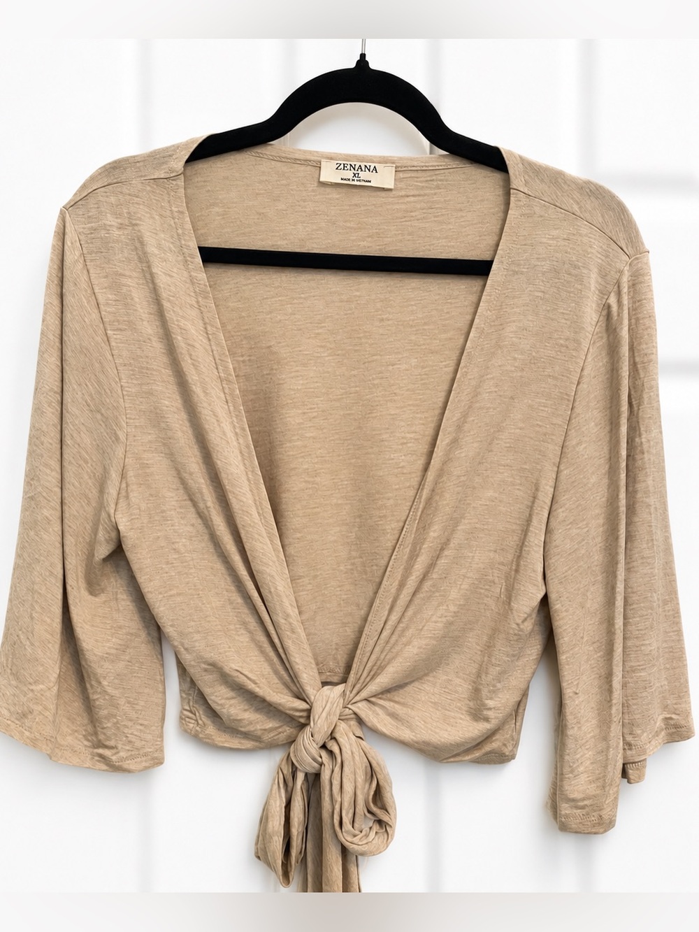 Zenana Oatmeal Tie-front Shrug Bolero Size XL